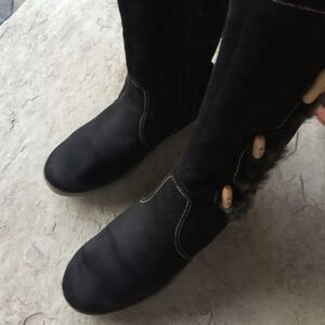 Nine West Suede Platform Boots Black Below Knee Women´s Size 7